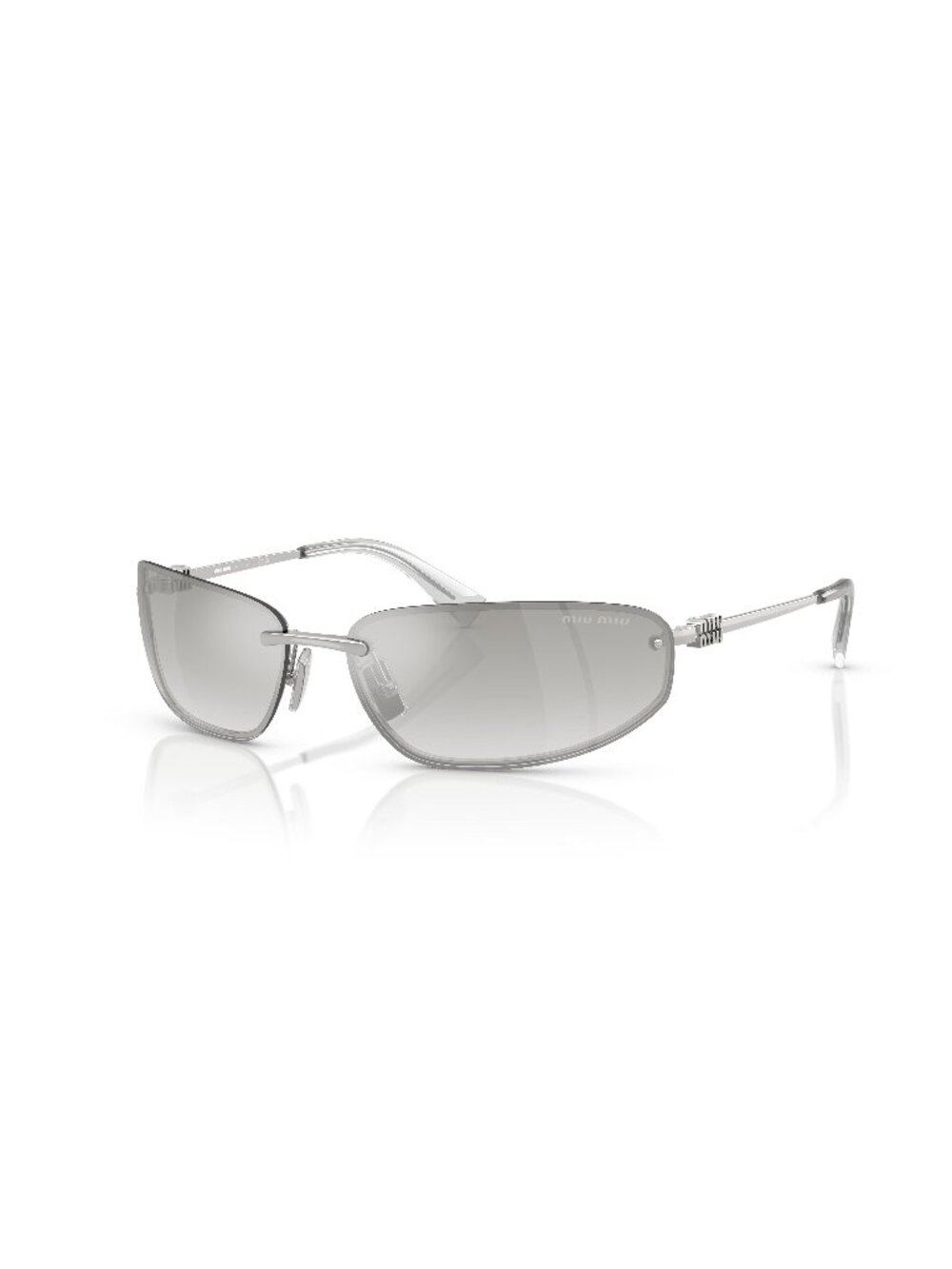 New Miu Miu Women's Sunglasses Silver Round Lens Metal Frame MU A50S 1BC8H1 68